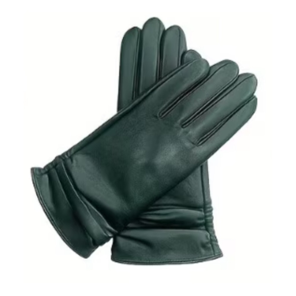 Deep Green Leather Gloves